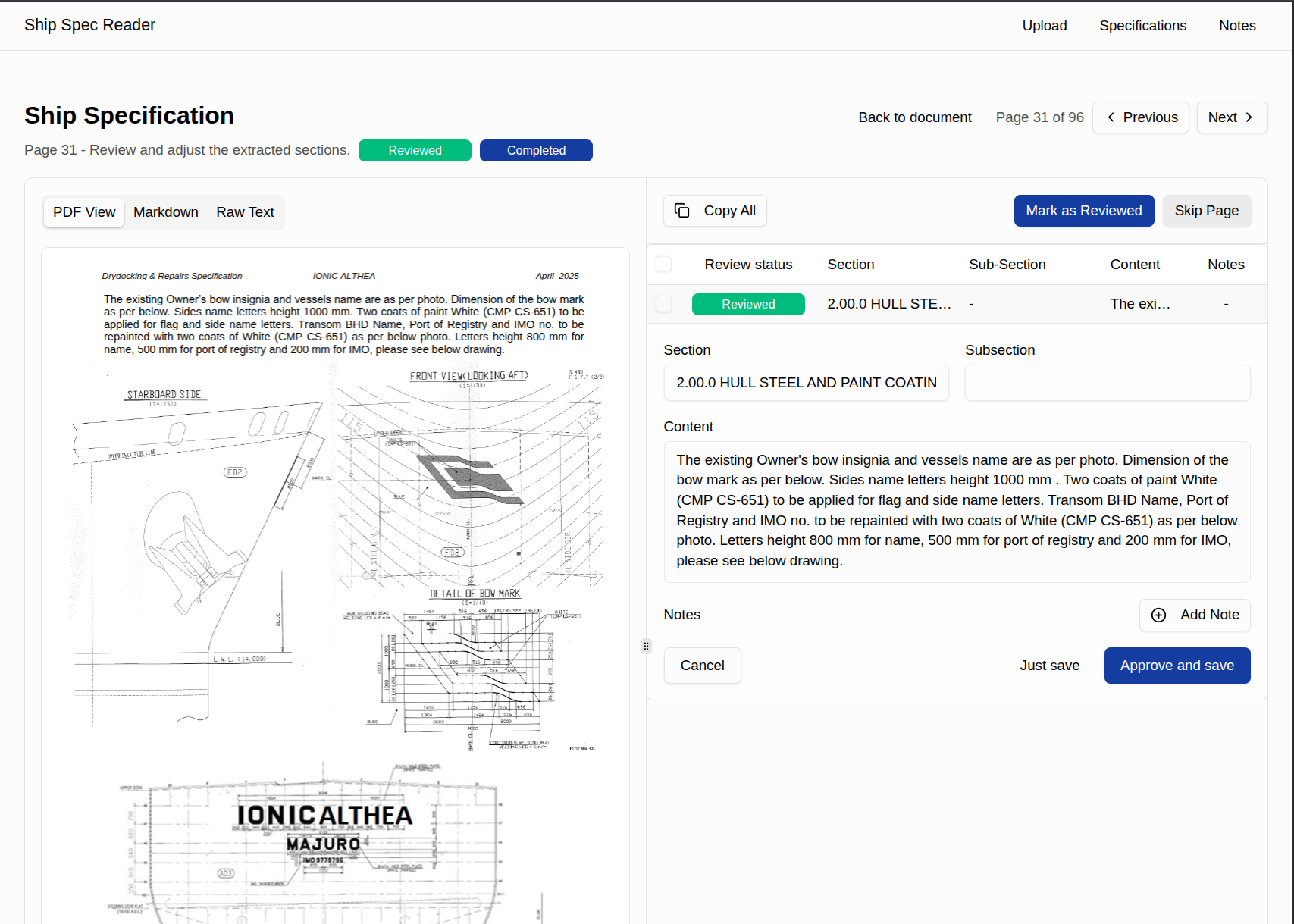 Ship spec reader screenshot